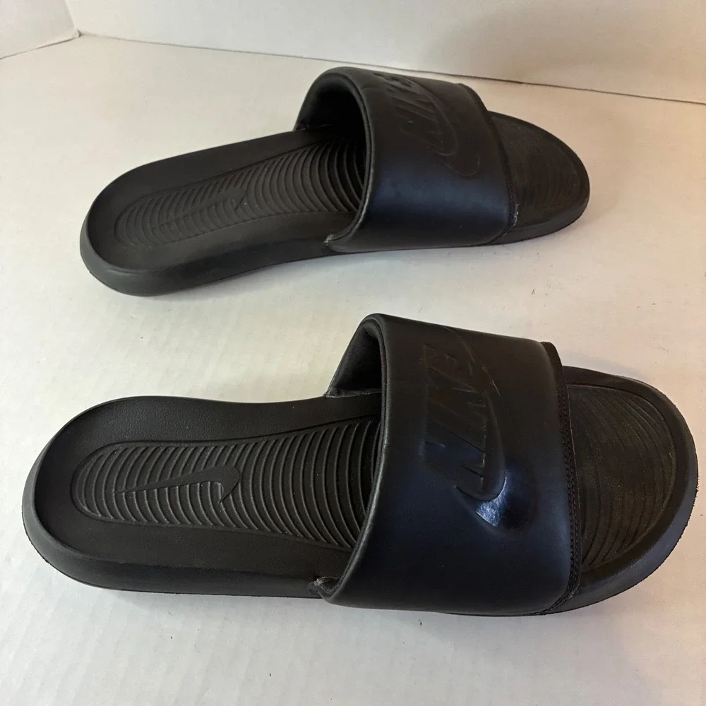 Nike Victori One Men 12 Black Slide Sandals CN9675-003 Triple Black Sport Shoes